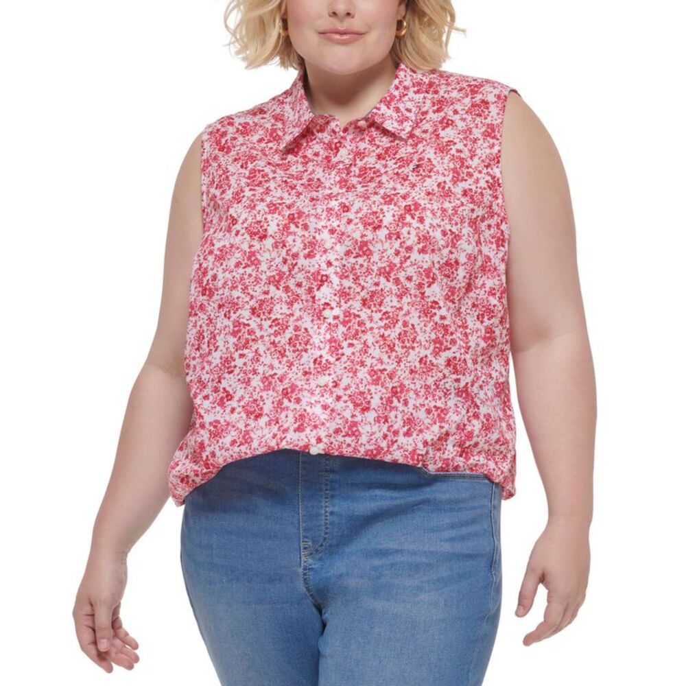 Tommy Hilfiger Plus Size Cotton Floral Shirt